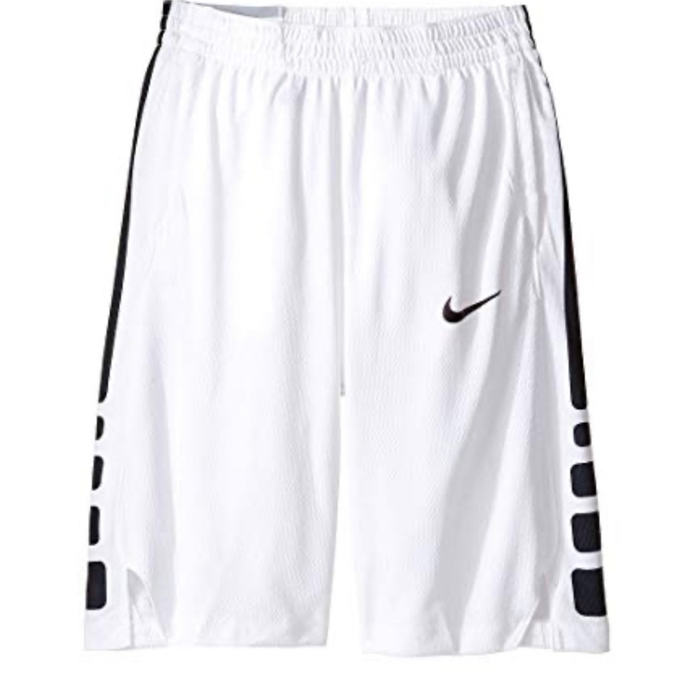 NIKE Boys Short Dry Elite Stripe Basketball Short,White/White/Black/Black,Medium